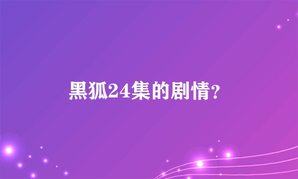 黑狐24集的剧情？