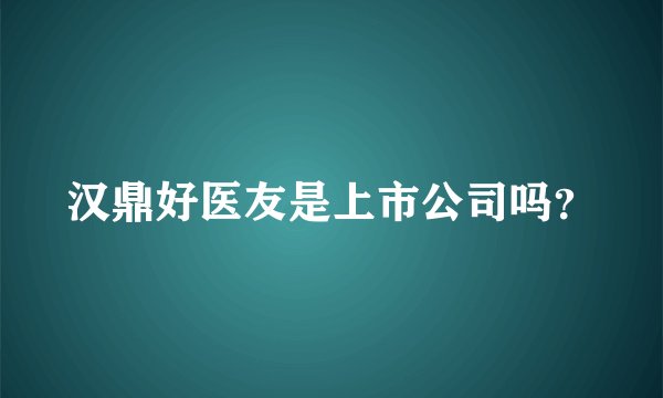 汉鼎好医友是上市公司吗？