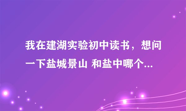 我在建湖实验初中读书，想问一下盐城景山 和盐中哪个更好，去那个学校前途更好？详细点。