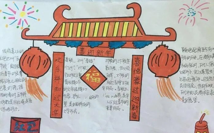 鼠年春节手抄报简单字少又漂亮 简单漂亮的鼠年春节手抄报