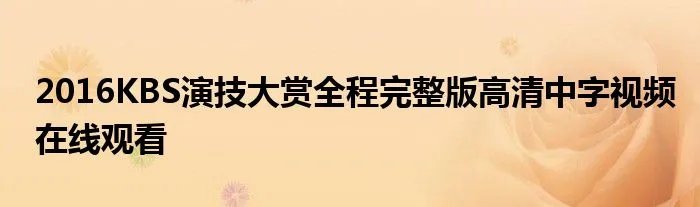2016KBS演技大赏全程完整版高清中字视频在线观看