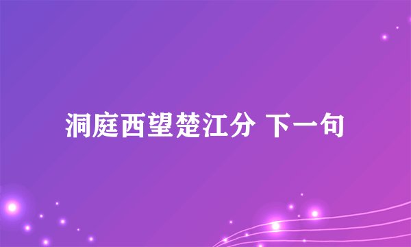 洞庭西望楚江分 下一句