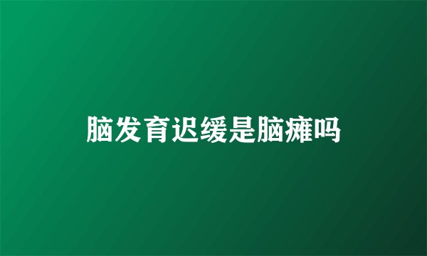 脑发育迟缓是脑瘫吗