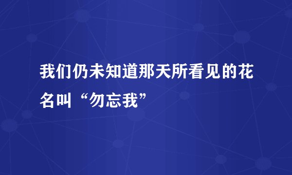 我们仍未知道那天所看见的花名叫“勿忘我”