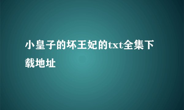 小皇子的坏王妃的txt全集下载地址