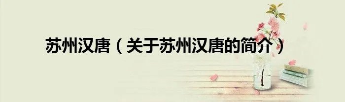 苏州汉唐（关于苏州汉唐的简介）