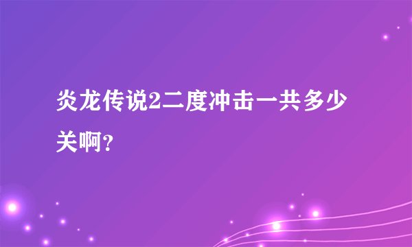 炎龙传说2二度冲击一共多少关啊？