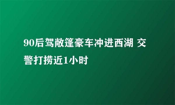 90后驾敞篷豪车冲进西湖 交警打捞近1小时