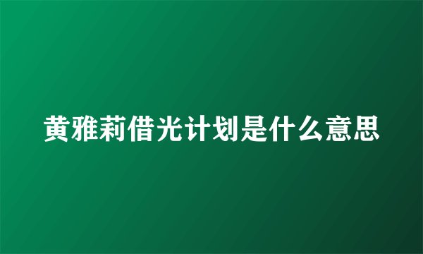 黄雅莉借光计划是什么意思