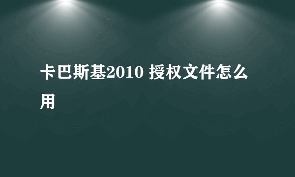 卡巴斯基2010 授权文件怎么用