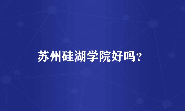 苏州硅湖学院好吗？