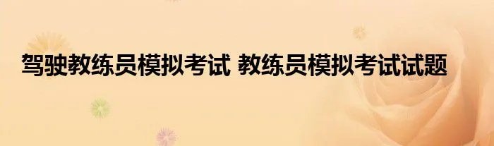 驾驶教练员模拟考试 教练员模拟考试试题