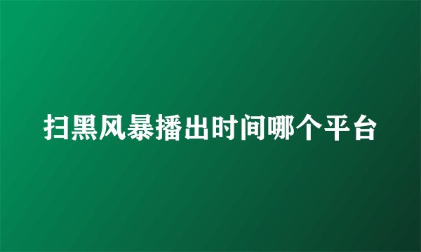 扫黑风暴播出时间哪个平台