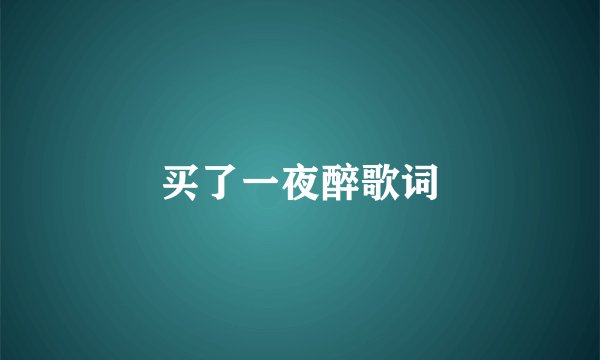 买了一夜醉歌词