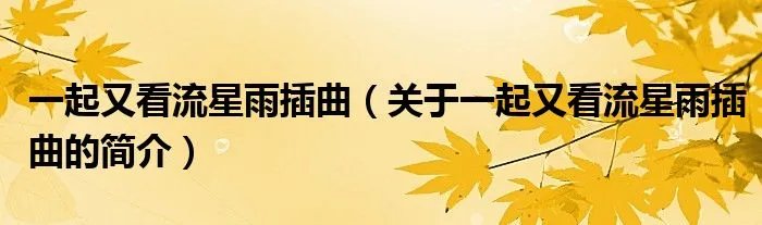 一起又看流星雨插曲（关于一起又看流星雨插曲的简介）