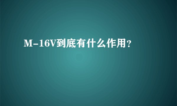 M-16V到底有什么作用？