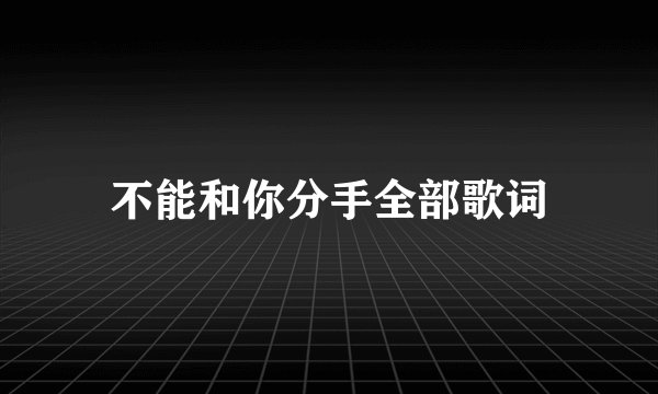 不能和你分手全部歌词