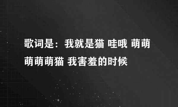 歌词是：我就是猫 哇哦 萌萌萌萌萌猫 我害羞的时候