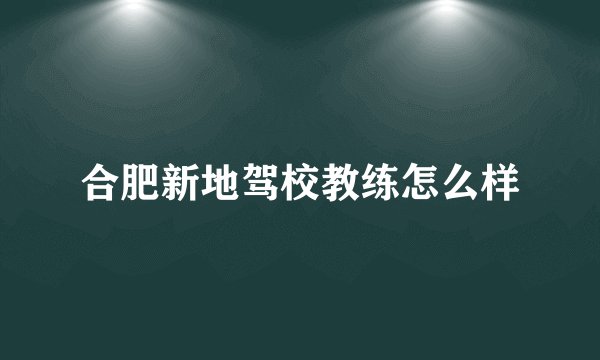 合肥新地驾校教练怎么样