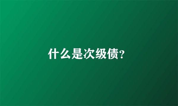 什么是次级债？
