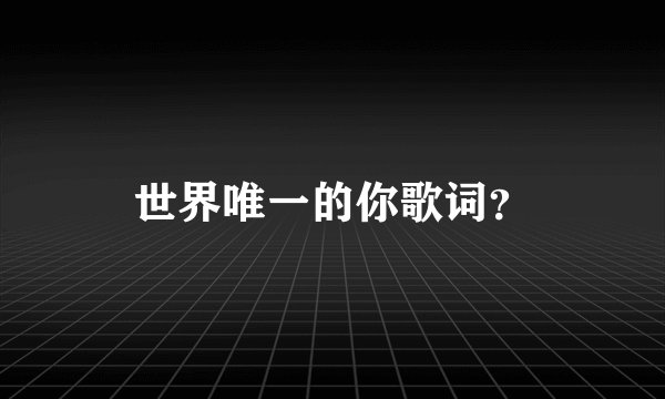 世界唯一的你歌词？