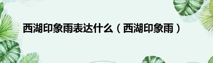 西湖印象雨表达什么（西湖印象雨）