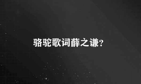 骆驼歌词薛之谦？