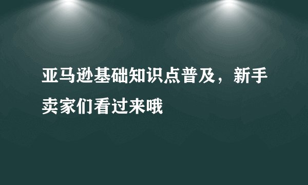 亚马逊基础知识点普及，新手卖家们看过来哦