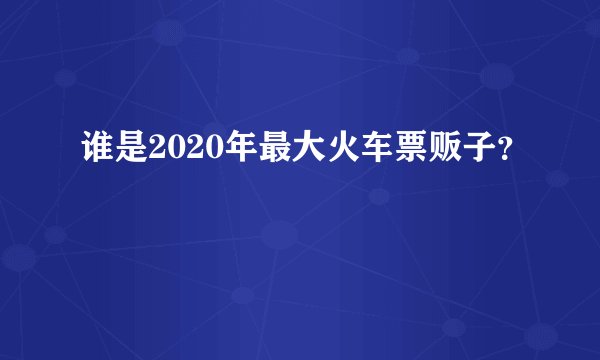 谁是2020年最大火车票贩子?