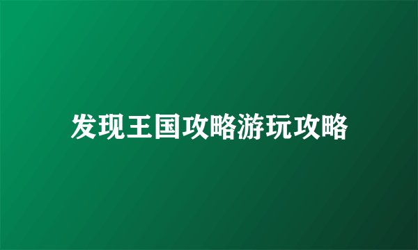 发现王国攻略游玩攻略