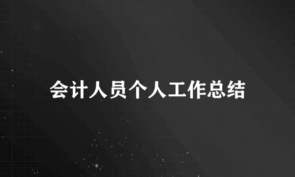 会计人员个人工作总结