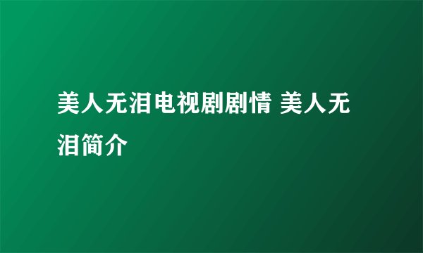 美人无泪电视剧剧情 美人无泪简介