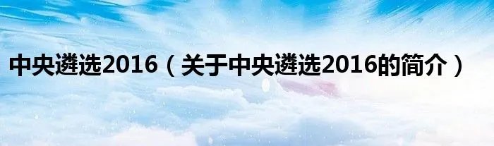 中央遴选2016（关于中央遴选2016的简介）