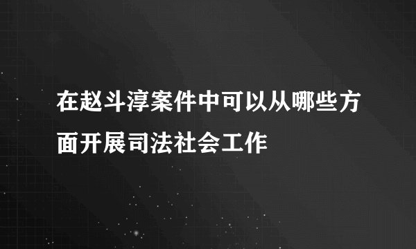 在赵斗淳案件中可以从哪些方面开展司法社会工作
