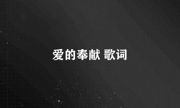 爱的奉献 歌词
