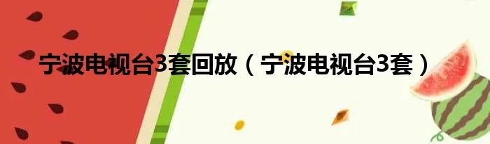 宁波电视台3套回放（宁波电视台3套）