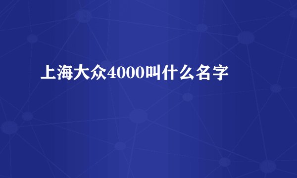 上海大众4000叫什么名字