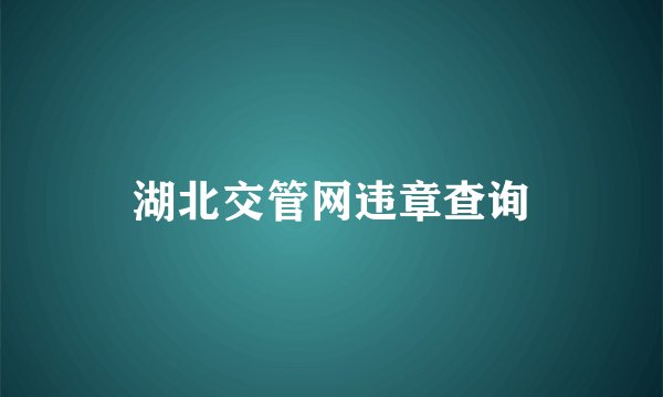 湖北交管网违章查询