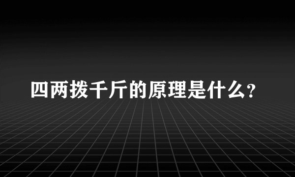 四两拨千斤的原理是什么?