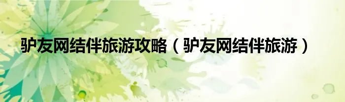 驴友网结伴旅游攻略（驴友网结伴旅游）