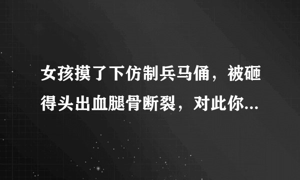 女孩摸了下仿制兵马俑，被砸得头出血腿骨断裂，对此你怎么看？