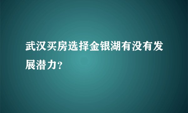 武汉买房选择金银湖有没有发展潜力？