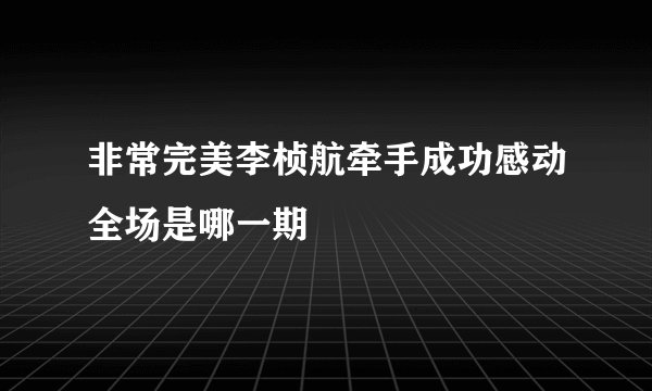 非常完美李桢航牵手成功感动全场是哪一期