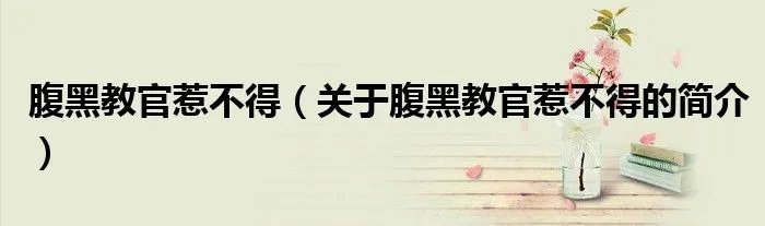腹黑教官惹不得（关于腹黑教官惹不得的简介）