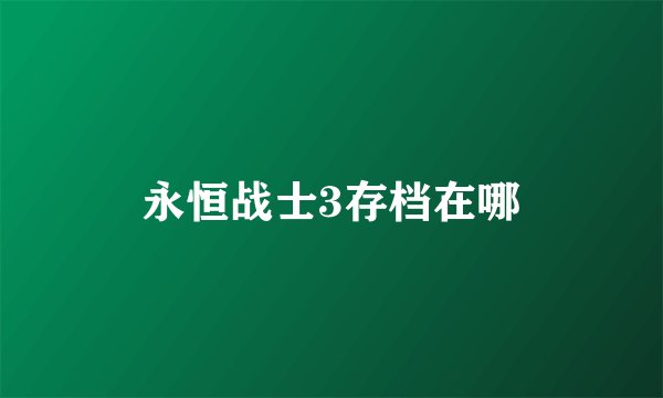 永恒战士3存档在哪