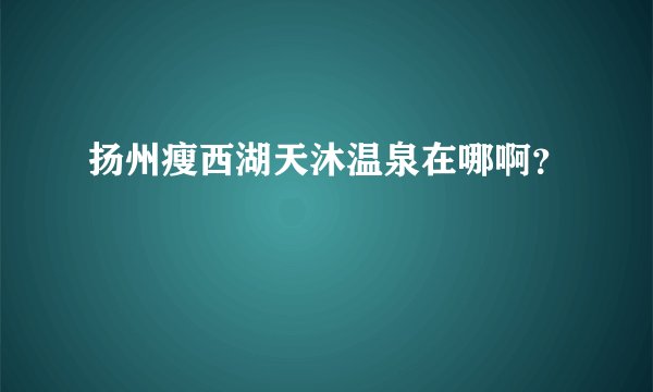 扬州瘦西湖天沐温泉在哪啊？
