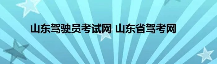 山东驾驶员考试网 山东省驾考网