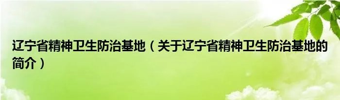辽宁省精神卫生防治基地（关于辽宁省精神卫生防治基地的简介）