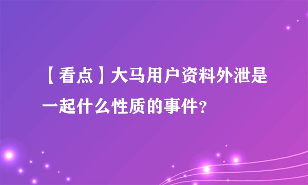 【看点】大马用户资料外泄是一起什么性质的事件?