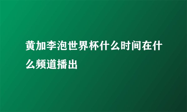 黄加李泡世界杯什么时间在什么频道播出